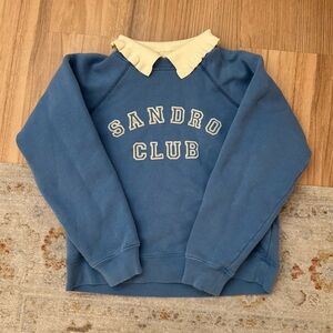 Sandro Club Crewneck with Collar in Blue